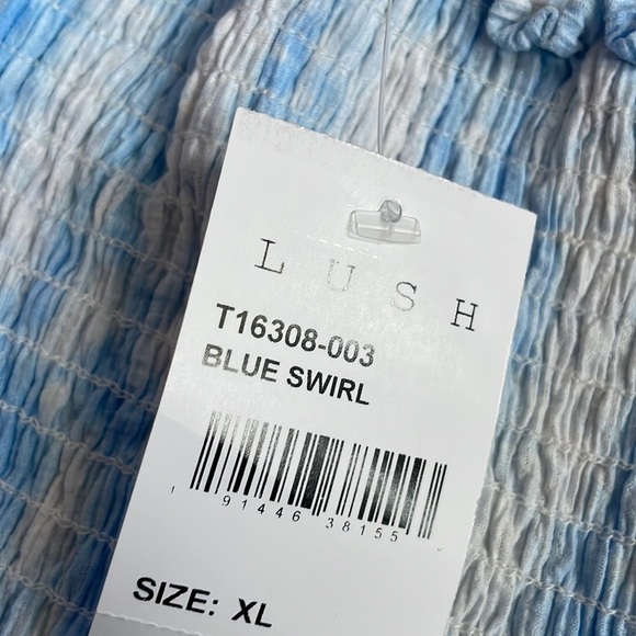 Lush brand blue swirl milk maid top - Picture 3 of 4